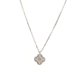 Van Cleef & Arpels Sweet Alhambra Pendant Necklace 18K White Gold with Diamonds