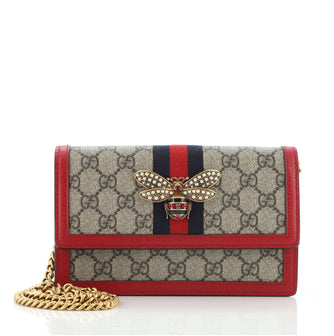 Gucci Queen Margaret Chain Wallet GG Coated Canvas Mini