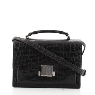 Saint Laurent Bellechasse Satchel Crocodile Embossed Leather Medium