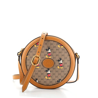 Gucci Disney Mickey Mouse Round Shoulder Bag Printed Mini GG Coated Canvas