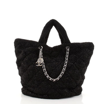 Chanel Shopping Tote Quilted Knit Pluto Glitter Large