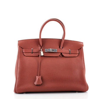 Hermes Birkin Handbag Bicolor Togo with Palladium Hardware 35