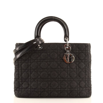 Christian Dior Vintage Lady Dior Bag Cannage Quilt Denim Large