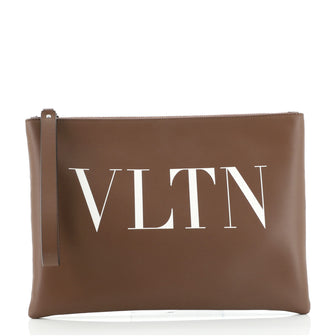 Valentino VLTN Wristlet Clutch Printed Leather Medium