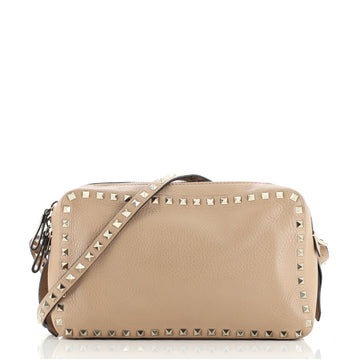 Valentino Double Zip Compartment Crossbody Bag Leather Medium