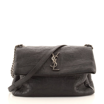Saint Laurent West Hollywood Shoulder Bag Crocodile Embossed Leather Medium