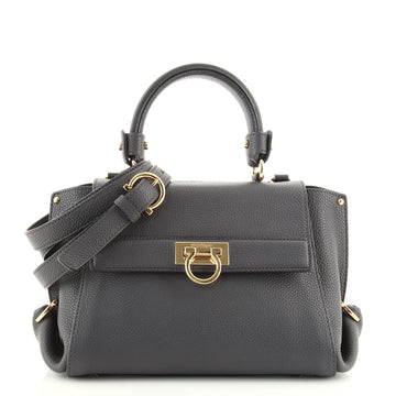 Salvatore Ferragamo Sofia Satchel Pebbled Leather Small