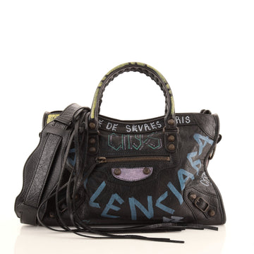Balenciaga City Graffiti Classic Studs Bag Leather Small