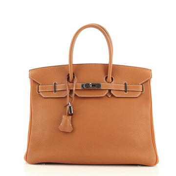 Hermes Birkin Handbag Bicolor Clemence with Ruthenium Hardware 35