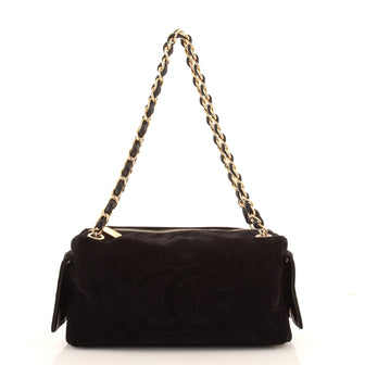 Chanel Vintage Side Pocket Chain Shoulder Bag Suede Medium