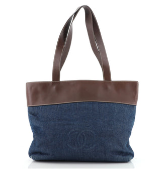 Chanel Vintage CC Tote Denim with Leather Large