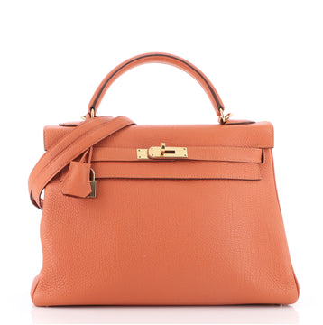 Hermes Kelly Handbag Orange Togo with Gold Hardware 32