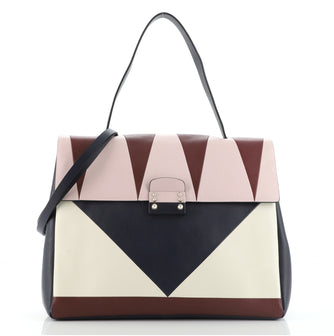 Valentino Colorblock Mime Top Handle Bag Leather Large