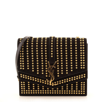 Saint Laurent Sulpice Flap Bag Studded Suede Small
