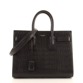 Saint Laurent Sac de Jour Bag Crocodile Embossed Leather Small