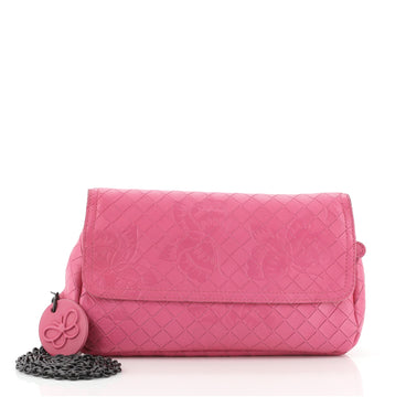 Bottega Veneta Expandable Chain Crossbody Bag Embossed Intrecciato Nappa Small