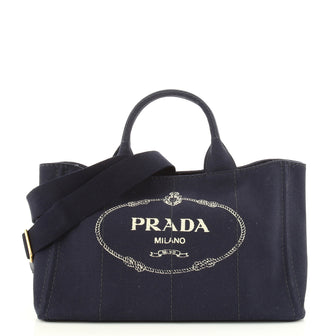 Prada Canapa Convertible Tote Canvas Large