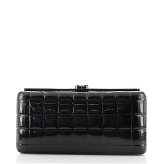 Chanel Chocolate Bar Frame Clutch Quilted Patent