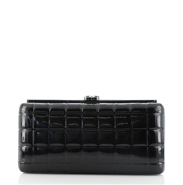 Chanel Chocolate Bar Frame Clutch Quilted Patent