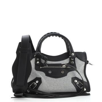 Balenciaga City Classic Studs Bag Mesh and Leather Mini