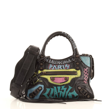 Balenciaga City Graffiti Classic Studs Bag Leather Mini