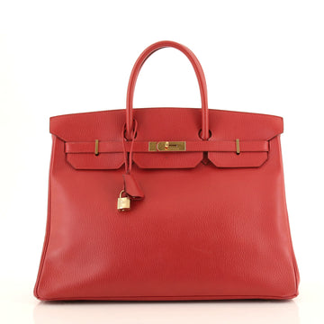 Hermes Birkin Handbag Red Ardennes with Gold Hardware 40