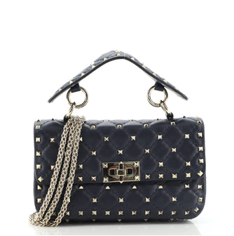 Valentino Rockstud Spike Flap Bag Quilted Leather Small