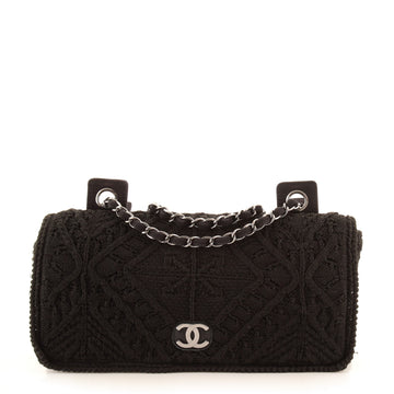 Chanel Vintage CC Full Flap Bag Woven Crochet Medium