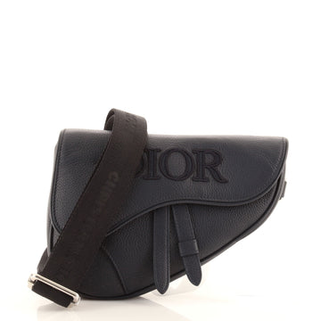 Christian Dior Saddle Crossbody Bag Leather with Logo Applique Mini