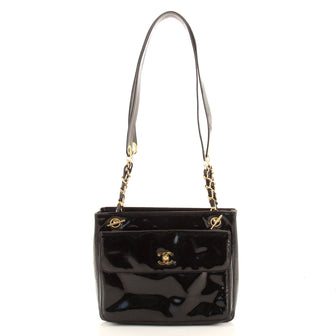 Chanel Vintage Front Pocket Chain Tote Patent Medium