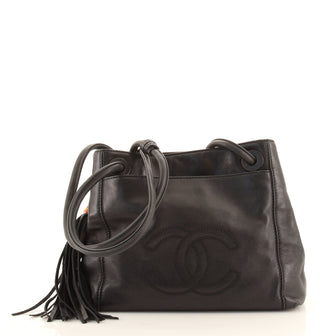Chanel Vintage CC Logo Tote Leather Small