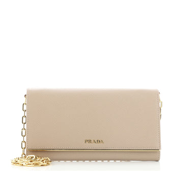 Prada Wallet on Chain Saffiano Leather with Metal Detail