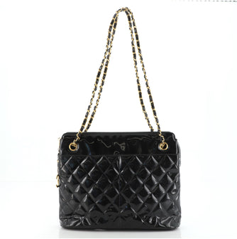 Chanel Vintage CC Charm Pocket Tote Quilted Patent Medium