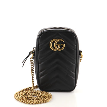 Gucci GG Marmont Vertical Phone Crossbody Bag Matelasse Leather Mini