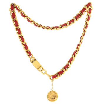 Chanel Vintage Medallion Chain Belt Metal and Leather