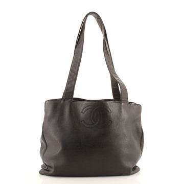 Chanel Vintage CC Logo Tote Leather Large