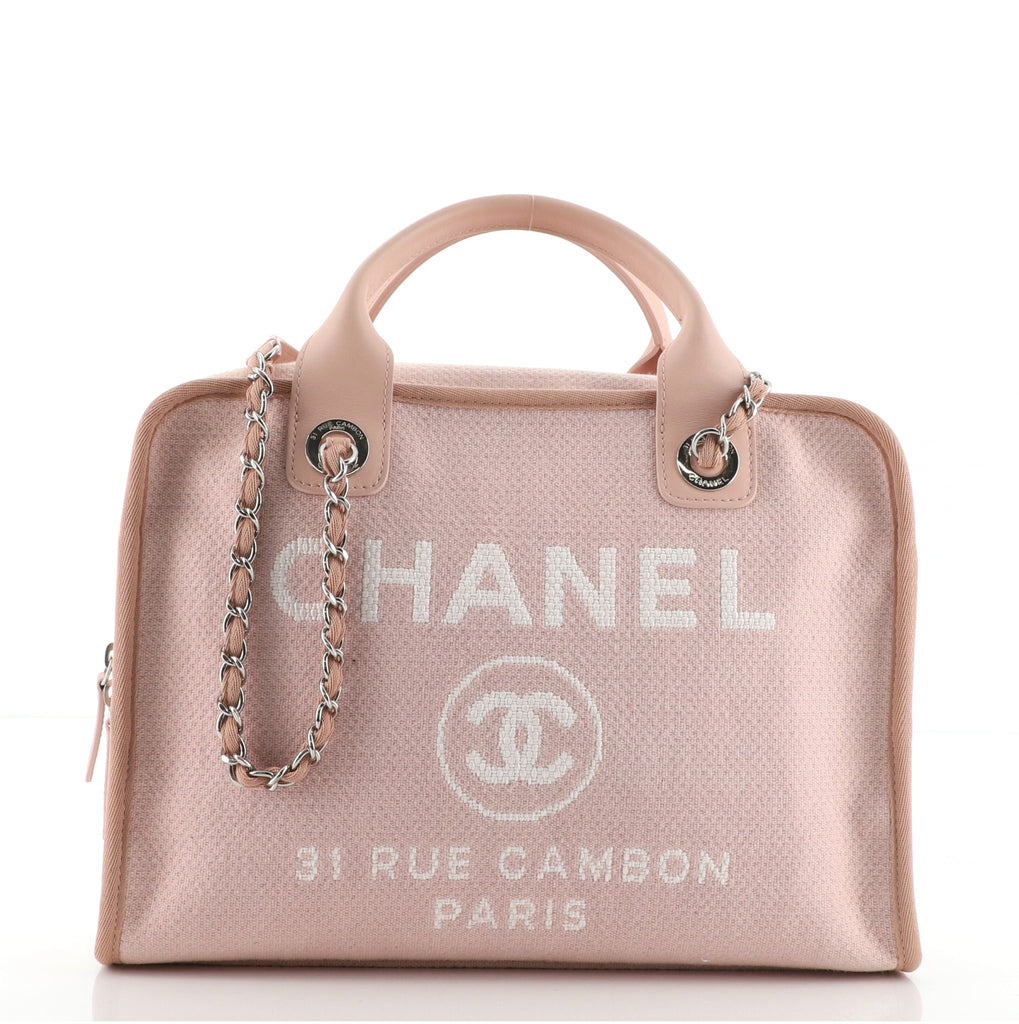 Chanel Deauville Bowling Bag Canvas Large Pink 8601333