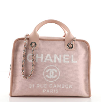Chanel Deauville Bowling Bag Canvas Large