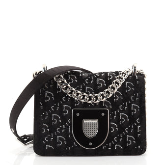 Christian Dior Diorama Club Flap Bag Crystal Embellished Oblique Velvet and Satin Small