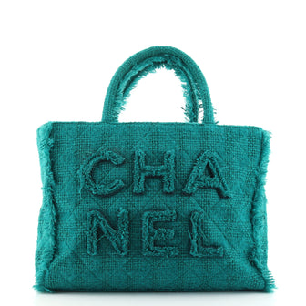 Chanel Giant Logo Shopping Bag Quilted Tweed Large