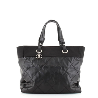 Chanel Biarritz Tote Quilted Coated Canvas Large