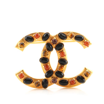 Chanel CC Brooch Metal with Cabochons