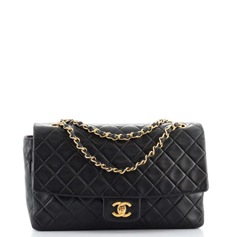 Chanel Vintage CC Chain Flap Bag Quilted Lambskin Large