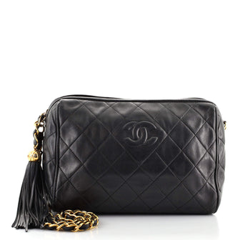 Chanel Vintage Diamond CC Camera Bag Quilted Lambskin Large