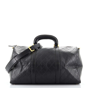 Chanel Vintage Diamond Stitch Boston Bag Quilted Lambskin Large