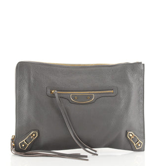 Balenciaga Zip Around Classic Metallic Edge Clutch Leather Medium