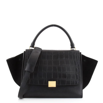 Celine Trapeze Bag Crocodile Embossed Leather Medium