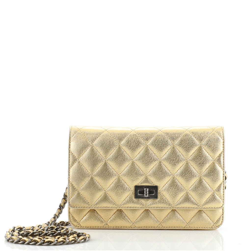Chanel Reissue 2.55 Wallet on Chain Metallic Quilted Lambskin Gold 8601776