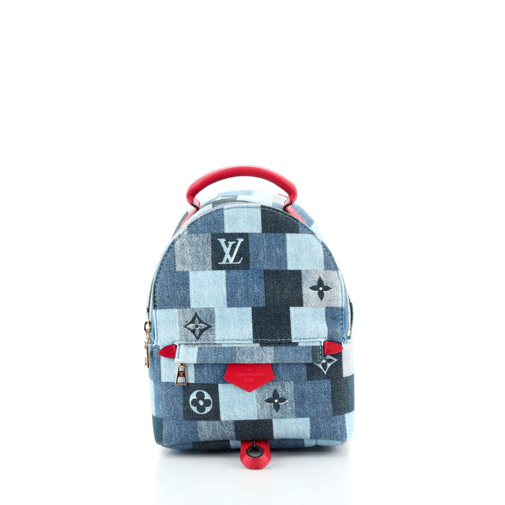 Louis Vuitton Palm Springs Backpack Damier and Monogram Patchwork Denim  Mini Blue 86024105