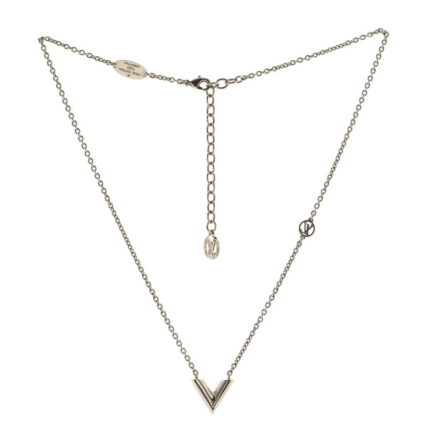 LOUIS VUITTON Metal Essential V Supple Necklace Silver 1267913